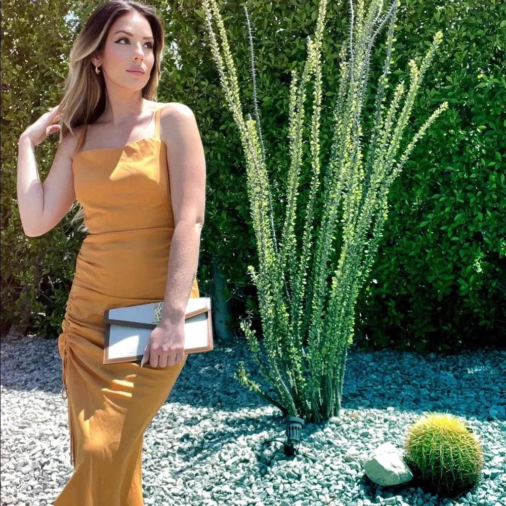 Zara Draped Linen Blend Maxi Slip Dress Blogger Fav - Picture 4 of 6